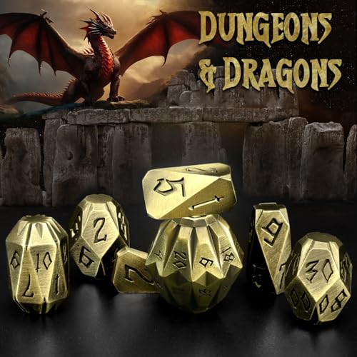 ZHOORQI Metal DND Dice Stonehenge Polyhedral Die Set for RPG(JS-Bronze | D and D Dice, 7Pcs/Set Unique Cool Dice, Perfect Dice Gifts for Dungeons and Dragons RPG Role Play Games - color: Jsz-bronze