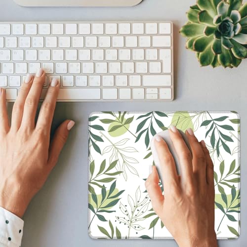 Artistic Leaves Mouse Pad Square Mouse Pads with Stitched Edge, Computer Mousepad with Non-Slip Rubber Base for Computer Laptop Office Desk Accessories 9.5x8 Inches - color: Artistic Leaves