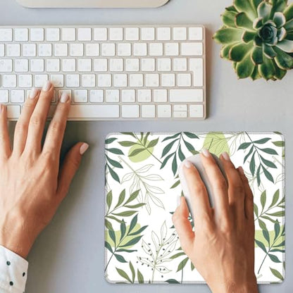 Artistic Leaves Mouse Pad Square Mouse Pads with Stitched Edge, Computer Mousepad with Non-Slip Rubber Base for Computer Laptop Office Desk Accessories 9.5x8 Inches - color: Artistic Leaves