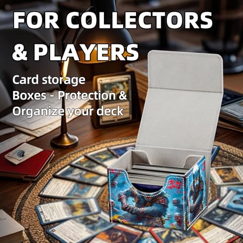 Trading Card Storage Box, Holds 100+ for MTG Cards, Premium PU Leather with Magnetic Closure, Werewolf Battling Zombies Durable Deck Box for Magic the Gathering, Trading Card Games - color: Werewolf Battling Zombies