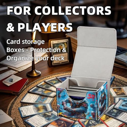 Trading Card Storage Box, Holds 100+ for MTG Cards, Premium PU Leather with Magnetic Closure, Werewolf Battling Zombies Durable Deck Box for Magic the Gathering, Trading Card Games - color: Werewolf Battling Zombies