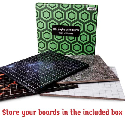 Role-Playing Game Board Mat, Square Grid Terrains, 8 Different terrains, Compatible with Dungeons and Dragons DND Pathfinder RPG, 27 on 23 inches, 1 inch Squares, Foldable & Dry Erase