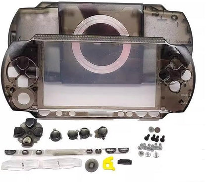 Full Housing Shell Case Cover with Button Set for PSP 1000 1001 Series Replacement (Clear Black) - color: Clear Black