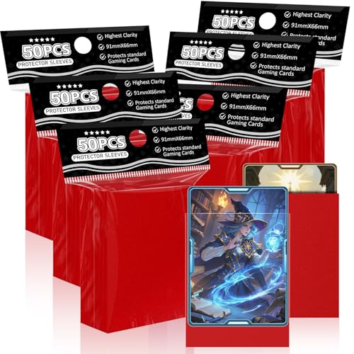 Trading Card Sleeves Perfect Fit TCG Matte Sleeves, Soft Sports Card Protector for Photocard Easy to Shuffle and Stack While Playing Card Game, Standard TCG Card Sleeves (red, 300) - color: Red, size: 300ct standard