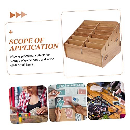 Portable Wooden Multi-grid Card Storage Box Card Organizer for Trading and Tokens for Game Nights and Collectors Compartments Walnut Finish
