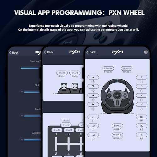 PXN Racing Wheel - Steering Wheel V9 Driving Wheel 270°/ 900° Degree Vibration Gaming Steering Wheel with Shifter and Pedal for PS4, PC, PS3, Xbox Series X|S, Xbox One(V9)