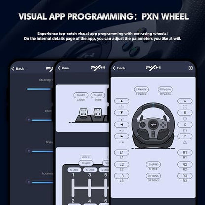 PXN Racing Wheel - Steering Wheel V9 Driving Wheel 270°/ 900° Degree Vibration Gaming Steering Wheel with Shifter and Pedal for PS4, PC, PS3, Xbox Series X|S, Xbox One(V9)