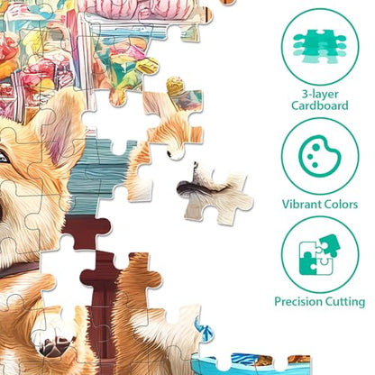300 Piece Puzzles for Adults, Cute Dogs Jigsaw Puzzle for Adults Kids Seniors, Recycled Cardboard XLarge Piece Puzzle 300 Piece, Challenging Game Family Activity Great Gift for Friends 20.5 * 15 in - style: Dogs
