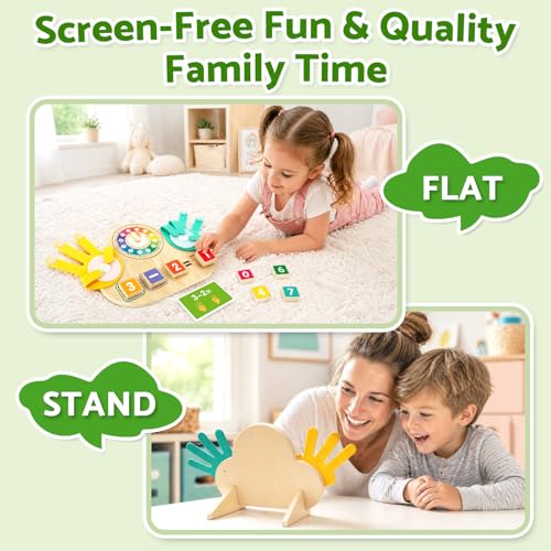 2-in-1 Math Manipulatives Number Counting Blocks Toys & Teaching Clock, Preschool Learning Activities for Toddlers 2-4, Educational Montessori Toys for 3 4 5 Year Old Boys Girls Birthday Gift