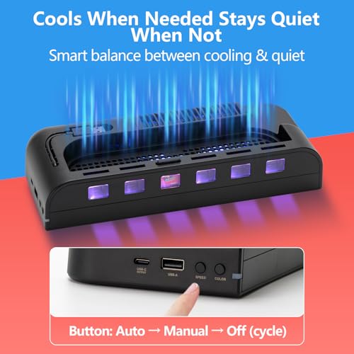 All-in-One Cooling Dock for Switch 2, RGB Stand with Smart Fan, Transparent Game Card Slots, USB Expansion & Ambient Lighting G-STORY