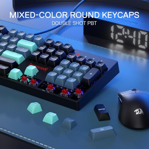 Redragon K582 SE Wired RGB Mechanical Gaming Keyboard, 104-Key, PBT Keycaps | 16.8M Color Immersive eSports Lighting Vibe, Quiet Keystrokes w/ Sound-Absorbing Foam, N-Key Rollover, Customize Software - color: Dark Jade