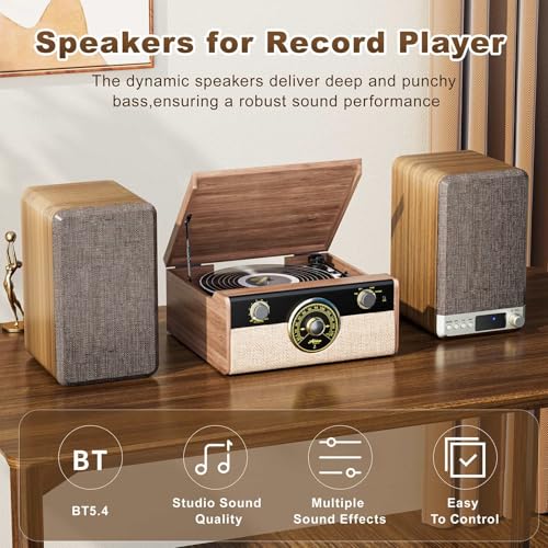 Powered Bookshelf Speakers for Turntable Vinyl Record Player | 30W*2, 3.5 Inch Woofer, AUX/RCA/BT Wired & Wireless Input, Compact Desktop HiFi Stereo Sound Active Speakers for Computer PC - size: 3.5 Inch Woofer