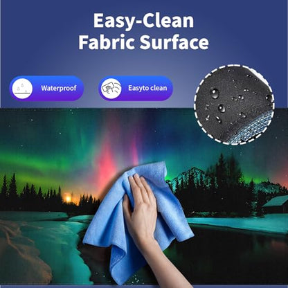 Extra Large Gaming & Office Mouse Pad (31.5" x 11.8") – Aurora Borealis Over Winter Landscape Snow Mountains & Calm Lake & Captivating Night Sky, XXL Desk Mat with Durable Stitched Edges | Calm Lake Captivating Night Sky, Nature Dark Forest, 31.5" x 11.8"