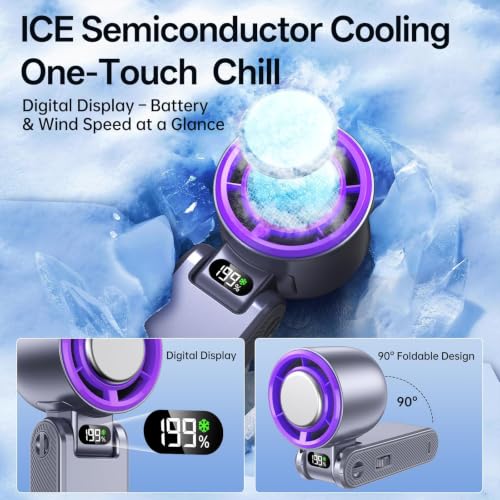 Pro Handheld Portable fan with Turbo Cooling, Speed(1-199) 5500mAh | 20000 RPM Hand Held Fan Rechargeable Powerful Mini Personal fan for Travel, Outdoor, Beach & Makeup