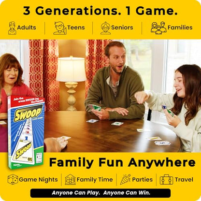 SWOOP Card Game | Family Strategy Party Game | Ages 7+ | 3–8 Players | Fast-paced strategy card game for 3–8 players. Easy to learn, quick to play, and perfect for family game nights.