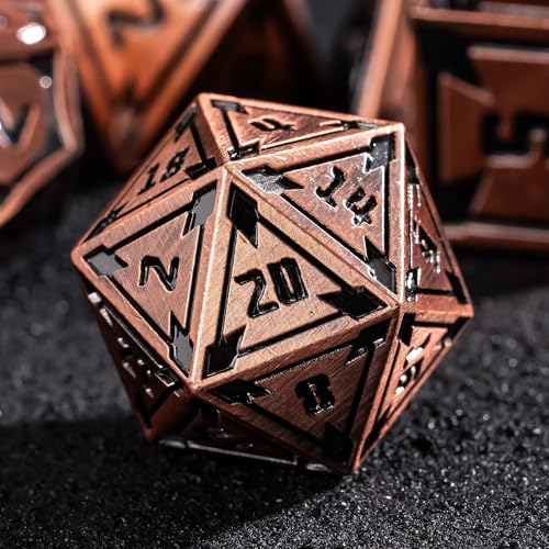 UDIXI Metal Dice Set D&D Heavy Metallic DND Dice for Tabletop Game (Copper) | 7-Pieces, Lozenge Pattern, Zinc Alloy Material, Gorgeous Gift Case, DM Gift, for Dungeons and Dragons Role Playing Games - color: Ancient Copper