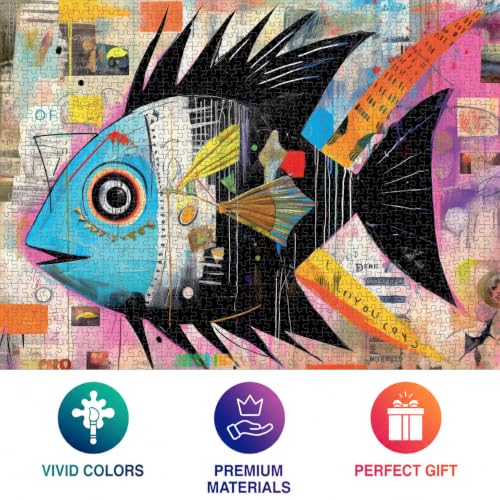 Cross & Glory | 1000 Piece Jigsaw Puzzles for Adults | Angelfish Abstract | Vibrant Artistic Marine Design | 2mm Thick Pieces | Bonus Reference Poster | Satin Finish | Ages 14+ - color: Angelfish Abstract