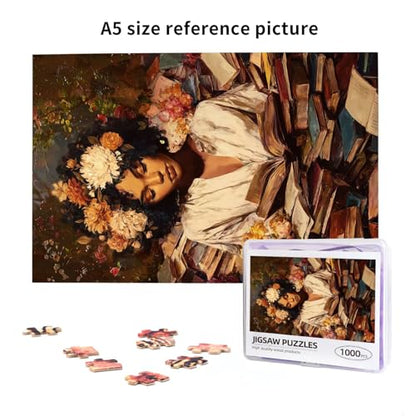 African American Woman Jigsaw Puzzles 1000 Pieces for Adults Black Women Reading Book Wooden Puzzle with Letters on Back Challenging Family Activity Games - color: Afr Book 01, size: 1000PCS