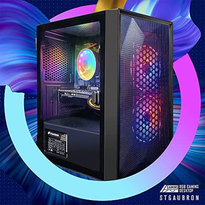 STGAubron Gaming PC Desktop Computer, Intel Core i5 up to 3.7GHz, GeForce RTX 2060 6G, 16G RAM, 512G SSD, WiFi 6, BT 5.0, RGB Fan x2, Windows 11 Home