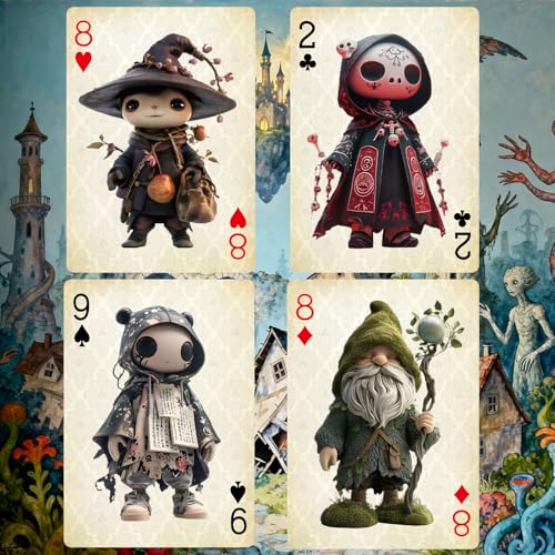 Playing Cards, Retro Style Poker Cards, Fantasy World Theme Poker Cards, 54 Unique Illustrations Playing Card, Double-Sided Anti Slip Pattern Design, Suitable for Collection and Gift.