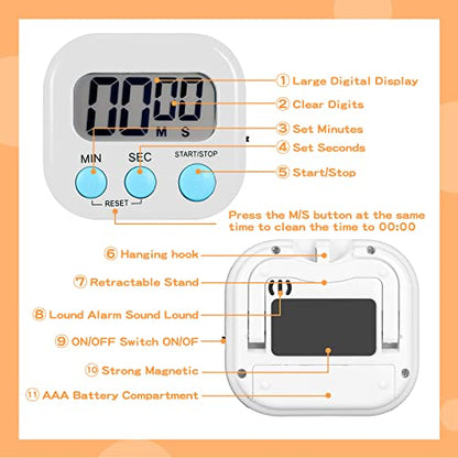 Flutesan 16 Pack Digital Classroom Timers with Lanyards - Color-Coded Countdown Timers for Teachers, Students, Kitchen Use, Back to School, Loud Alarm, Easy Operation(White, Blue, Pink, Green) - color: White, Blue, Pink, Green