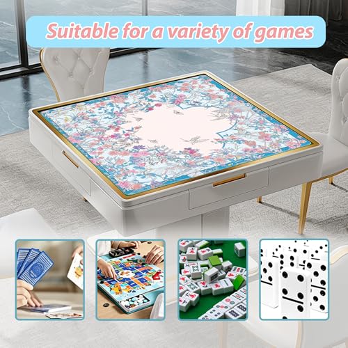 Mahjong Mat for Table, 31.5" x 31.5", Anti-Slip Noise Reduction Mahjong Table Cover with Carrying Bag, Perfect for Poker, Card, Board & Tile Games (BLGARDEN-1) - style: BLGARDEN-1