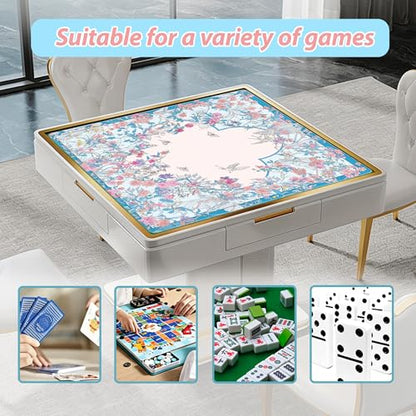 Mahjong Mat for Table, 31.5" x 31.5", Anti-Slip Noise Reduction Mahjong Table Cover with Carrying Bag, Perfect for Poker, Card, Board & Tile Games (BLGARDEN-1) - style: BLGARDEN-1