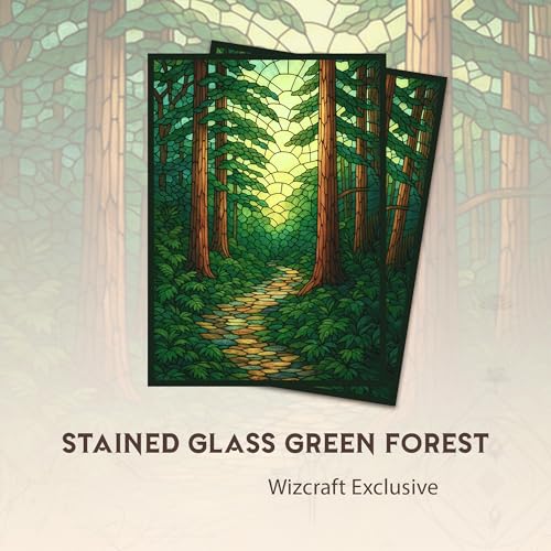 Stained Glass Green Mana - MTG Card Sleeves, 104ct, Standard Size | Perfect for Double Sleeving, Smudge Resistant Matte Back, Standard 66x92mm - Compatible with Magic The Gathering & TCG Cards - color: Green Mana