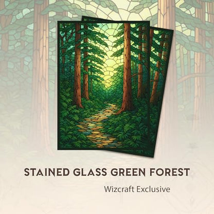 Stained Glass Green Mana - MTG Card Sleeves, 104ct, Standard Size | Perfect for Double Sleeving, Smudge Resistant Matte Back, Standard 66x92mm - Compatible with Magic The Gathering & TCG Cards - color: Green Mana