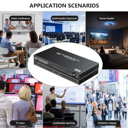 4K HDMI Splitter 1 in 8 Out - 8 Port Powered HDMI Splitter - 1x8 hdmi splitters Multi Monitor Outputs, Supports 4Kx2K@30Hz 3D for Office/PS4/Projector/HDTV