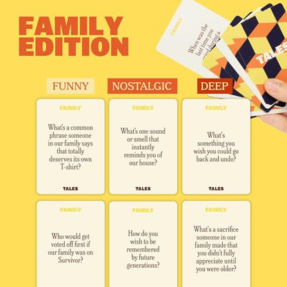 TALES 150 Conversation Cards, Perfect for Dinners, Road Trips, Classrooms & Game Nights, Gifts & Gatherings, Conversation Starters to Spark Creativity (Family Edition) - color: Family Edition