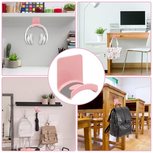 1Pcs Pink ABS Plastic Headphone Stand Hanger, Table Wall Mount Headset Holder Hook, Adhesive Earphones Hangers for Desk Headphone Hanger, Most Headphones and Controller - color: Pink, size: Wall Mount