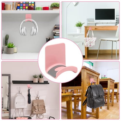 1Pcs Pink ABS Plastic Headphone Stand Hanger, Table Wall Mount Headset Holder Hook, Adhesive Earphones Hangers for Desk Headphone Hanger, Most Headphones and Controller - color: Pink, size: Wall Mount