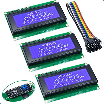 Hosyond 3pcs IIC I2C 2004 LCD Module 20x04 LCD Screen Module Display for Arduino Raspberry Pi - size: I2C LCD 2004