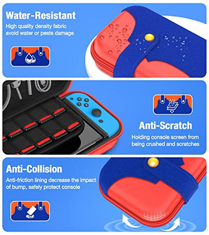 Kawaye Switch Case Compatible with Nintendo Switch/OLED Console, Switch Portable Travel Carrying Cases Protective Hard Shell wii Case Storage - color: Red