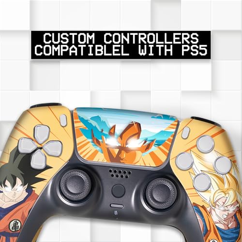 Overpowered Gokku Custom PS-5 Controller Wireless compatible with Play-Station 5 Console by BCB Controllers | Proudly Customized in USA with Permanent HYDRO-DIP Printing (NOT JUST A SKIN) (MODDED) - color: Overpowered Gokku, size: Modded - Front & Back Pr