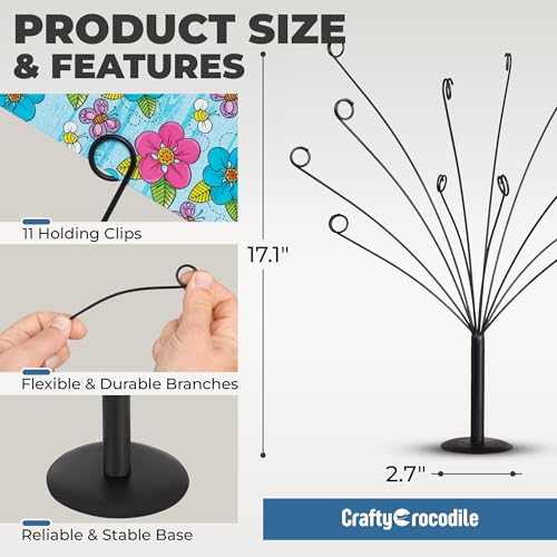 LED Gift Card Tree Holder to Hold Gift Cards, Lottery Tickets, Money | Lottery Ticket Holders with 11 Flexible Clips, Great for Birthday, Party, Wedding, Christmas, Metal Stand with Black Finish - color: Gift Card Tree