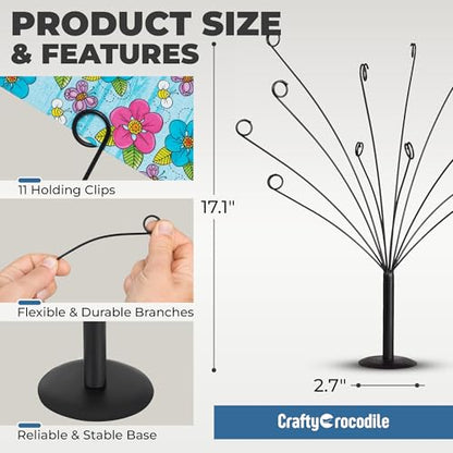 LED Gift Card Tree Holder to Hold Gift Cards, Lottery Tickets, Money | Lottery Ticket Holders with 11 Flexible Clips, Great for Birthday, Party, Wedding, Christmas, Metal Stand with Black Finish - color: Gift Card Tree