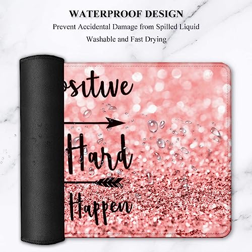 Lateefah Mouse Pad with Wrist Rest, Desk Mat + Keyboard Wrist Rest Set, Desk Pad for Keyboard and Mouse, 4-in-1 Large Mouse Pad with Wrist Support for Office, Home - color: 4Pcs-Pink Stay Positive