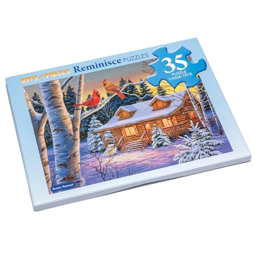 Bits and Pieces Large Piece Puzzles for Seniors, 10 in. x 13 in. Rustic Retreat Puzzle - 35 pc Extra Large Pieces Puzzles for Dementia Seniors, Alzheimer Puzzle Memory Aids for Seniors with Dementia - color: Rustic Retreat, size: 35 Piece