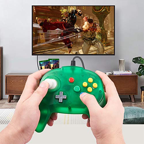 KIWITATA Retro Mini N64 Controller, N64 Wired Remote Bit Game Pad Upgraded Joystick Controller for Classic N64 Console Clear Green - color: green