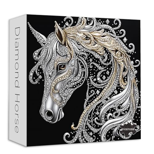 PICKFORU Horse 1000 Piece Puzzle for Adults, Diamond Horse Jigsaw Puzzles Line Art, Challenging Hard Animal Puzzle as Home Decor - style: Diamond Horse