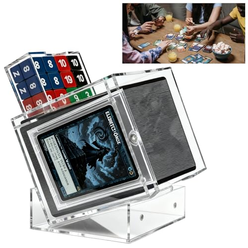 Card Deck Box Compatible with MTG Commander Acrylic Commander Deck Box with Commander Card Display - Holding 100 Double Sleeved Cards Dice Tray 2 Dividers - Clear