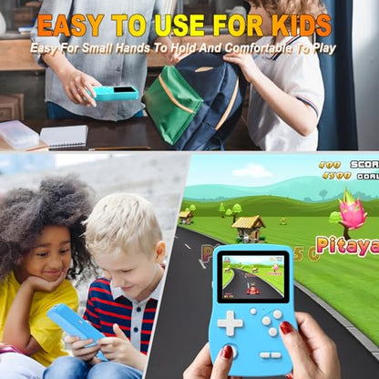 32 Bit Handheld Games for Kids Preloaded 139 Retro Video Games, Blue | Portable Video Gaming Player with 3.0" IPS Screen Rechargeable Battery,Mini Travel Games Electronic Gifts Toys for Boys Girls - color: Blue