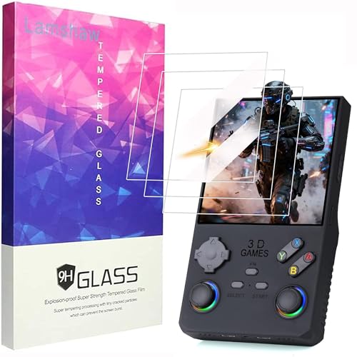 Lamshaw Compatible with V40 Max Screen Protector, [3 Pack] 9H Tempered Glass Screen Protector Film Compatible for V40 Max 4 Inch Retro Handheld Game Console (3 Pack)