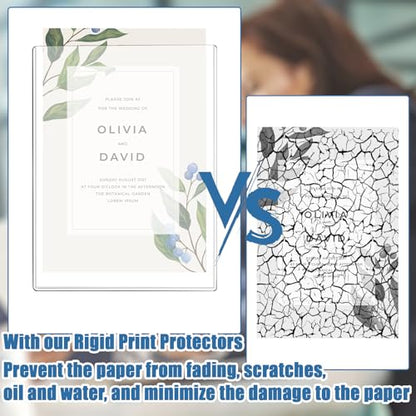 25 Pcs 8 1/2" x 11" Rigid Print Protectors Clear Sheet Protectors Hard Plastic Paper Page Magazine Protectors for Collectors Rigid Top Loaders Document Holder Birth Certificate Protector - size: 25ct 8 1/2" x 11"