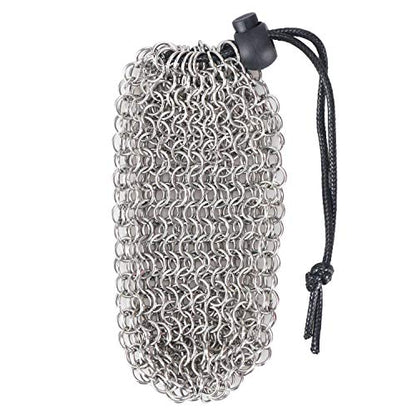 YOUSHARES Drawstring Game Dice Bag - Stainless Steel Chainmail DND Dice Pouch for Metal Polyhedral D&D Dice Set, Coin - color: Silver
