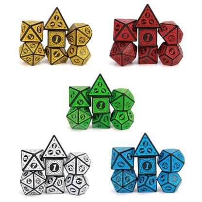 DND Dice Set 35 Pcs Polyhedral Dungeons and Dragons Rolling Dice for D&D RPG MTG Table Games Dice Bulk with Colorful Drawstring Bags and Dice Tray (Retro) - color: Retro