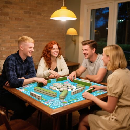 mahjong mat for table with Drawstring Bag/31.5Inch/american mahjong table cloth with rules mats,Noise Reduction Anti-Slip game mat for table,for Mahjong/Poker/Board Games/Card Games/Dominoes (blue) - color: Light Blue