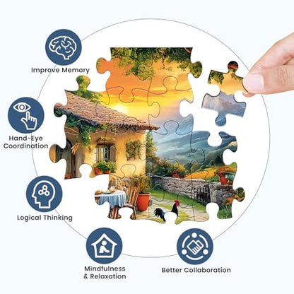 Jigsaw Puzzles 300 Pieces for Adults Village Puzzles Adults Kids Puzzles 300 Pieces Games Family Challenging Puzzle Gift Toy for Puzzle Enthusiasts Unique Brain Teaser 20.5x15IN - style: Village